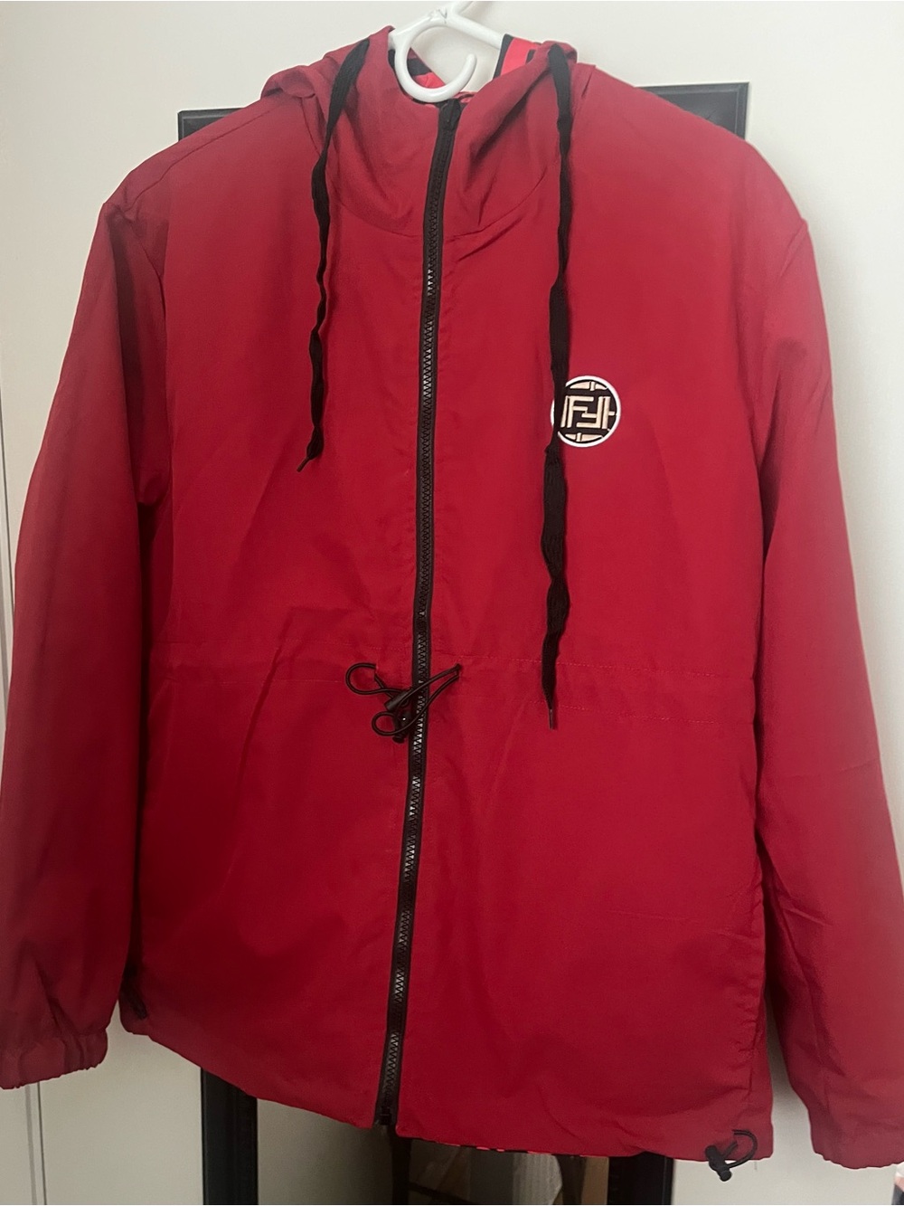 Red Hooded Windbreaker Jacket - Unsex